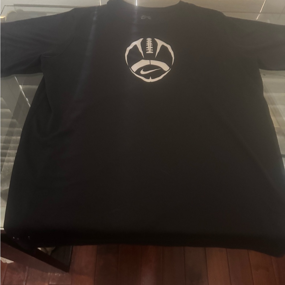 Nike Black Short-Sleeve Tee with White Football Logo